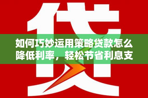 南票如何巧妙运用策略贷款怎么降低利率，轻松节省利息支出