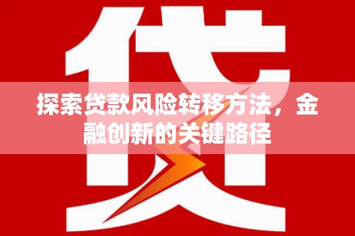 仁怀探索贷款风险转移方法，金融创新的关键路径